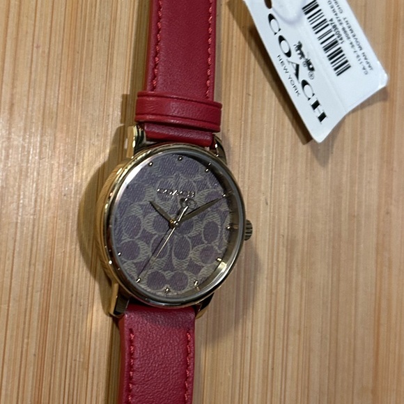 Coach Grand Watch With 36mm Coach Signiture Face & Red Leather Band - Picture 5 of 7
